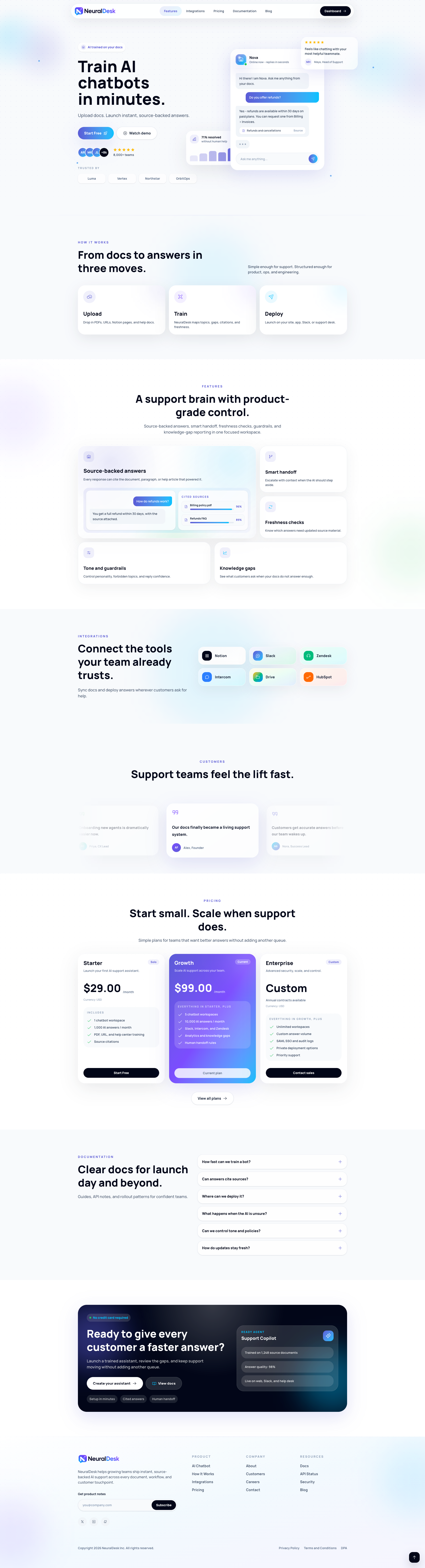 NeuralDesk - AI Chatbot Trainer & Embedding SaaS